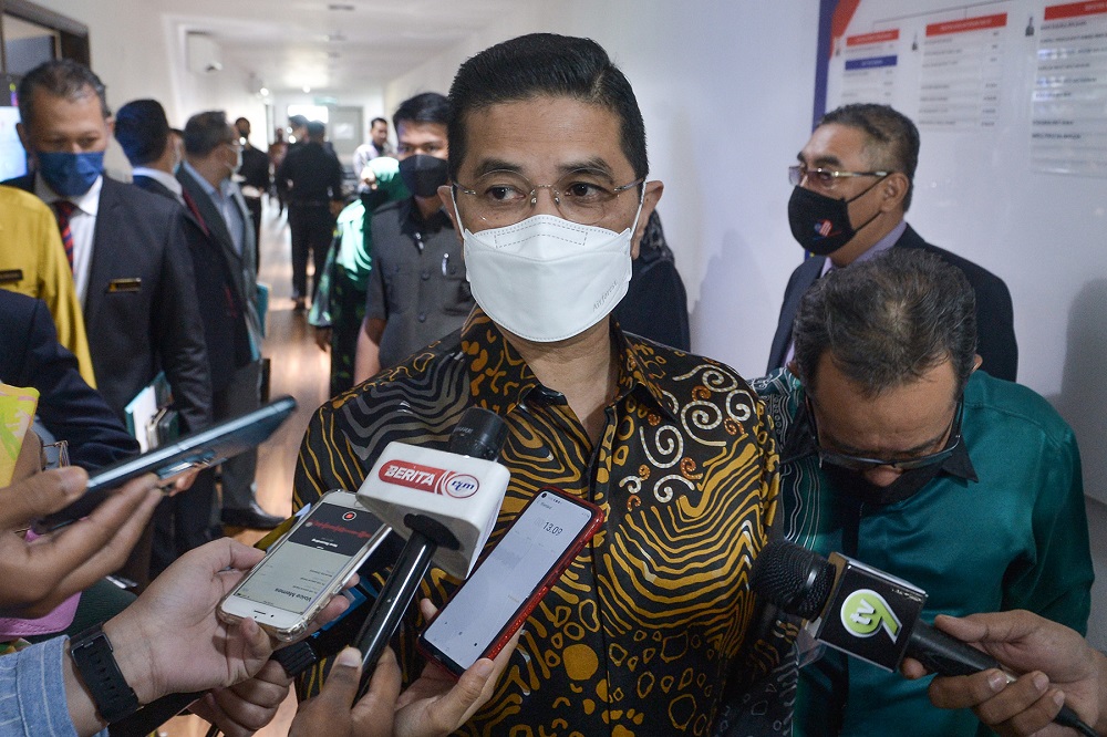 International Trade and Industry Minister Datuk Seri Azmin Ali speaks to reporters in Shah Alam January 27, 2022. u00e2u20acu2022 Picture by Miera Zulyana