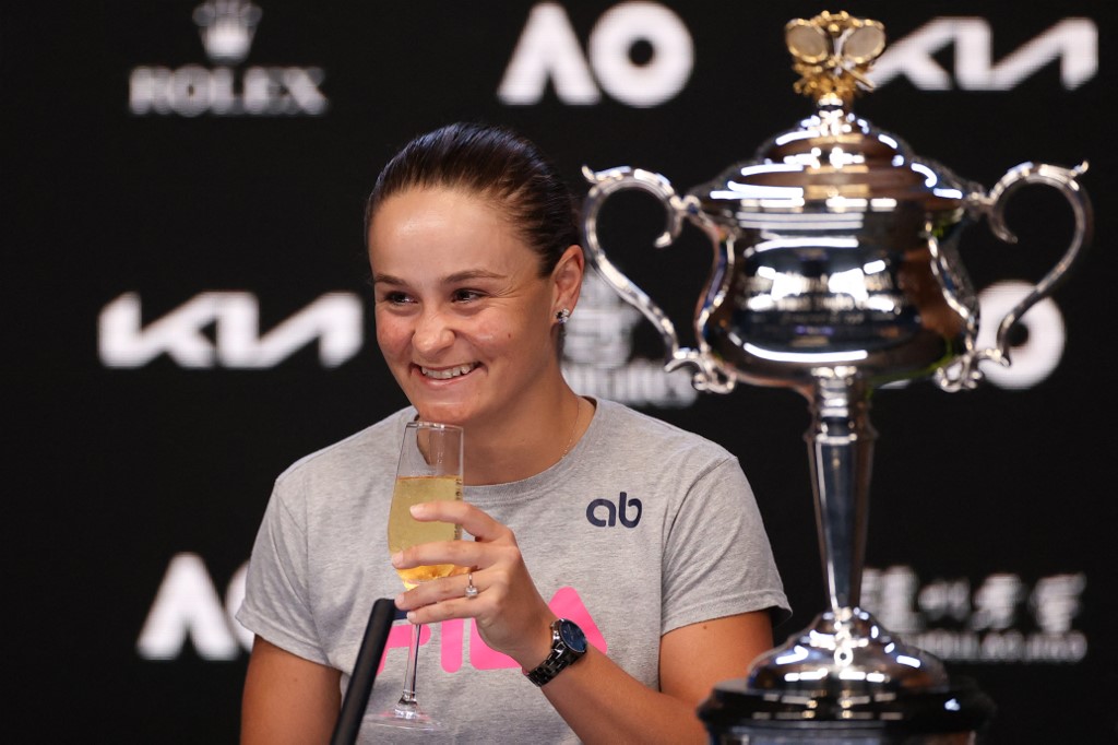 Australiau00e2u20acu2122s Ashleigh Barty attends a press conference after winning the womenu00e2u20acu2122s singles final match against Danielle Collins of the US on day thirteen of the Australian Open in Melbourne on January 29, 2022. u00e2u20acu201d AFP pic