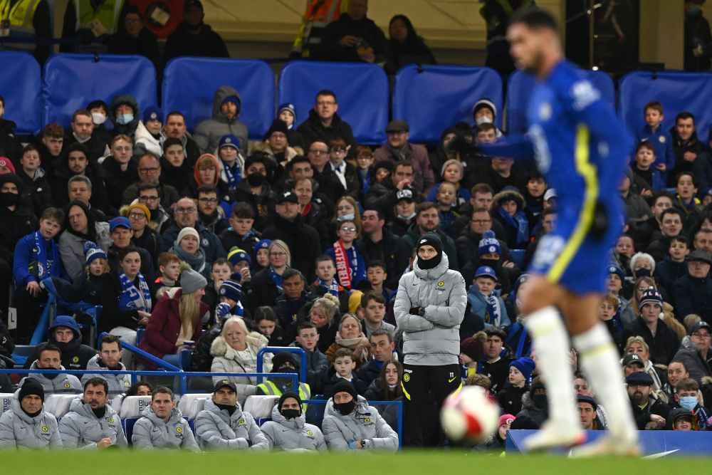 Chelsea head coach Thomas Tuchel looks on from the sidelines during the English FA Cup third round football match between Chelsea and Chesterfield at Stamford Bridge in London, January 8, 2022. u00e2u20acu201d AFP pic 