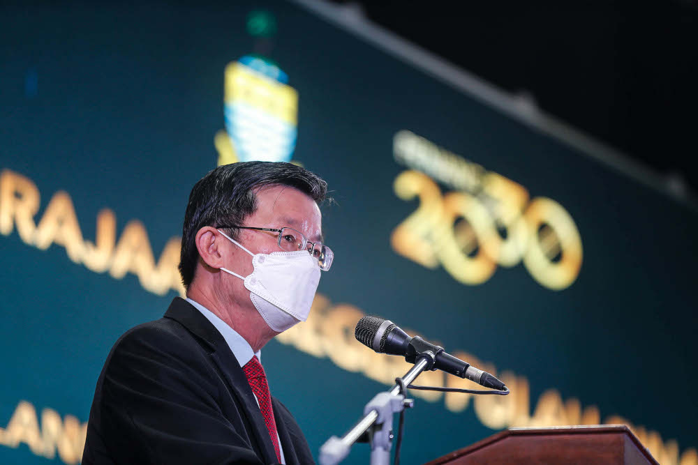 Penang Chief Minister Chow Kon Yeow delivers his speech during the launch of the stateu00e2u20acu2122s report card at The Top, January 21, 2022. u00e2u20acu201d Picture by Sayuti Zainudin
