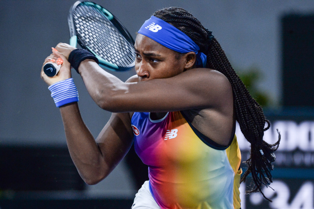 USAu00e2u20acu2122s Coco Gauff hits a return to Ashleigh Barty of Australia during their womenu00e2u20acu2122s singles match at the Adelaide International tennis tournament in Adelaide, January 5, 2022. u00e2u20acu201d AFP picn
