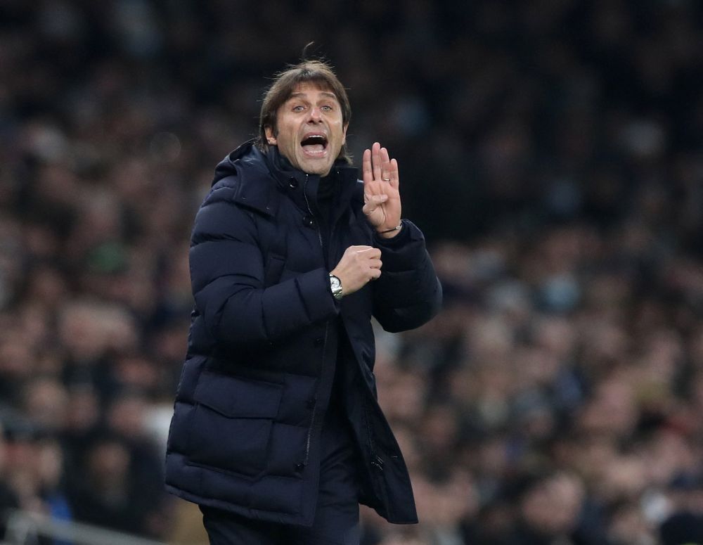 Tottenham Hotspur manager Antonio Conte reacts during the League Cup semi-final second leg against Chelsea at the Tottenham Hotspur Stadium, London  January 12, 2022. u00e2u20acu201d Reuters picnn