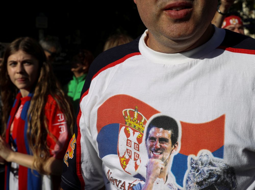 Supporters of Serbian tennis player Novak Djokovic rally outside the Park Hotel, where the star athlete is believed to be held in Melbourne January 9, 2022. u00e2u20acu201d Reuters pic