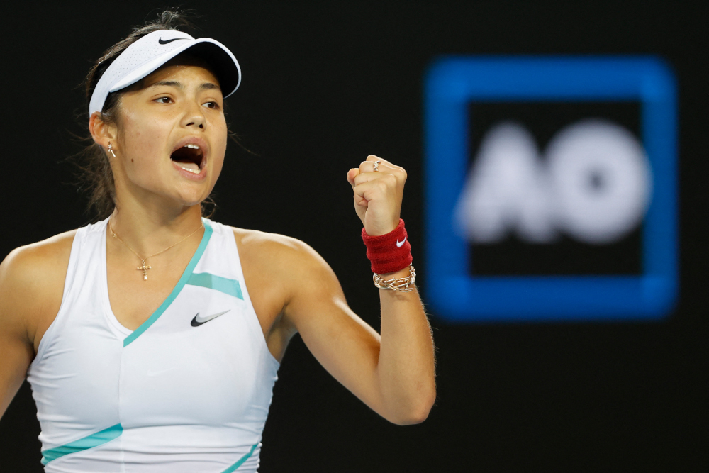 Britainu00e2u20acu2122s Emma Raducanu reacts as she plays against Sloane Stephens of the US during their womenu00e2u20acu2122s singles match on day two of the Australian Open tennis tournament in Melbourne, January 18, 2022. u00e2u20acu201d AFP pic 