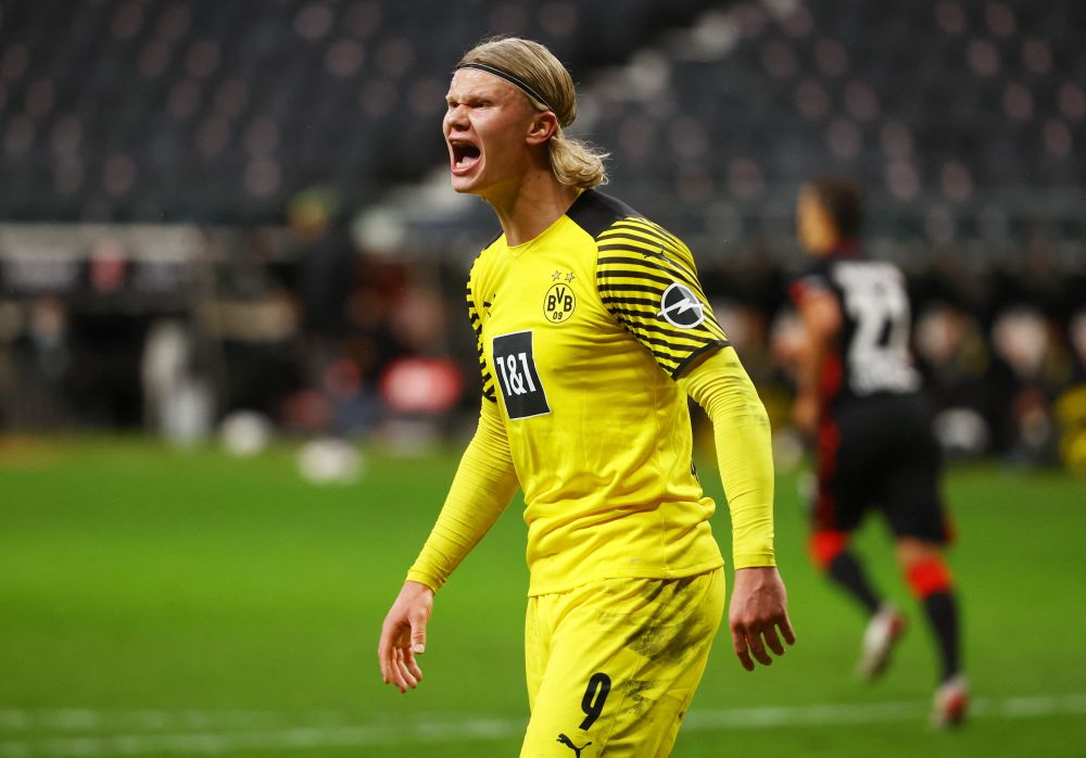 Borussia Dortmund's Erling Braut Haaland reacts during the match against Eintracht Frankfurt at the Deutsche Bank Park, Frankfurt January 8, 2022. u00e2u20acu201d Reuters pic