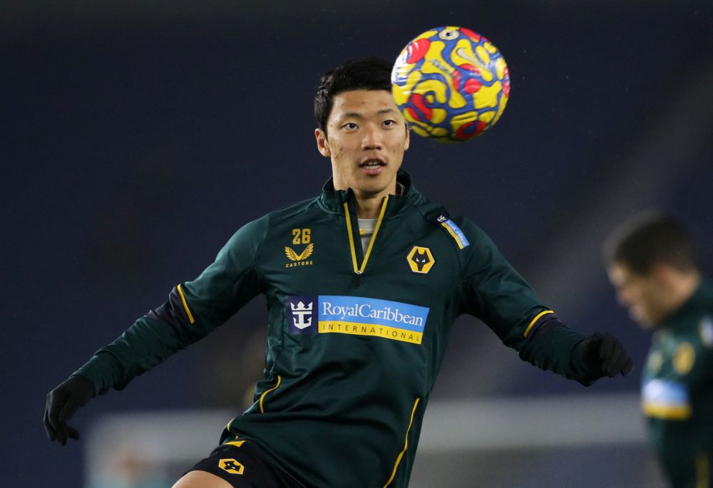 Wolverhampton Wanderers' Hwang Hee-chan during the warm up before Premier League match against Brighton & Hove Albion at the Amex Stadium December 15, 2021. u00e2u20acu201d Reuters pic
