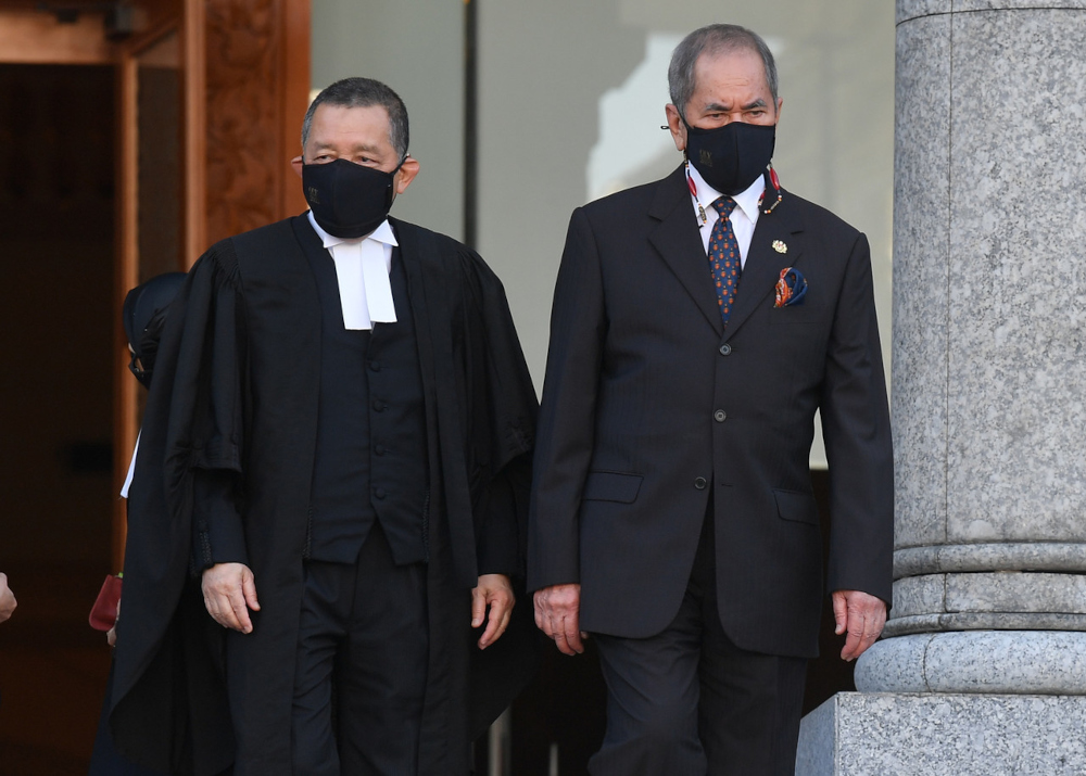 Minister in the Prime Ministeru00e2u20acu2122s Department (Parliament and Law) Datuk Seri Wan Junaidi Tuanku Jaafar with Attorney General Tan Sri Idrus Harun at the opening of the Legal Year 2022 in Putrajaya, January 2022. u00e2u20acu201d Bernama pic 