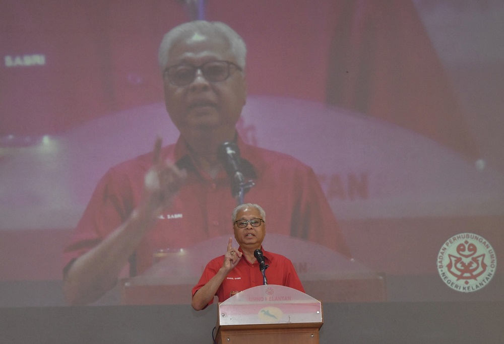 Prime Minister Datuk Seri Ismail Sabri Yaakob speaks during a special meeting with members of the state Umno Political Bureau at the Kelantan Umno Building in Kota Baru January 22, 2022.  u00e2u20acu2022 Bernama pic