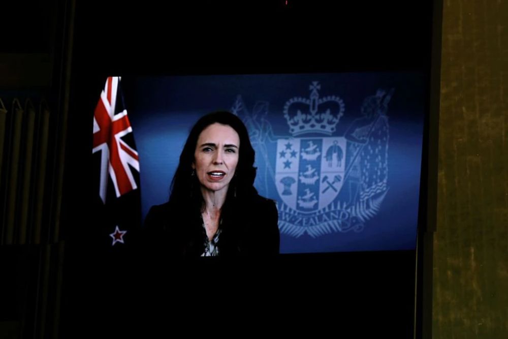 File picture shows New Zealandu00e2u20acu2122s Prime Minister Jacinda Ardern addressing via pre-recorded video the UN General Assembly 76th session General Debate in UN General Assembly Hall, September 24, 2021. u00e2u20acu201d Pool picture via Reuters