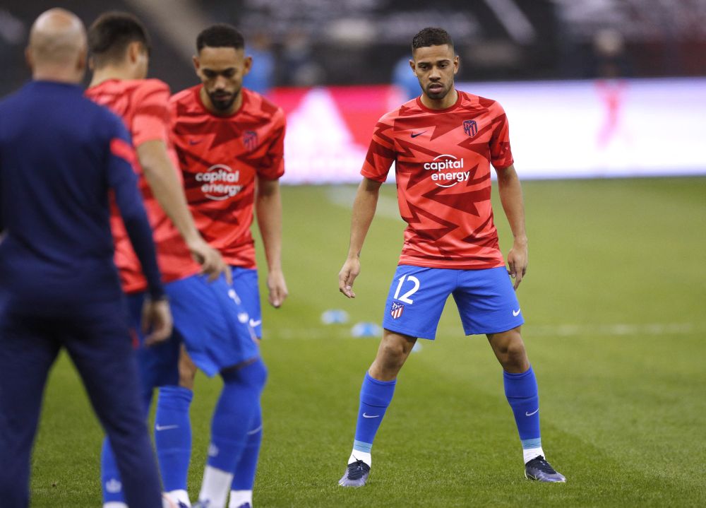Atletico Madrid's Renan Lodi during the warm up before the match against Athletic Bilbao at the King Fahd International Stadium, Riyadh January 13, 2022. u00e2u20acu201d Reuters pic
