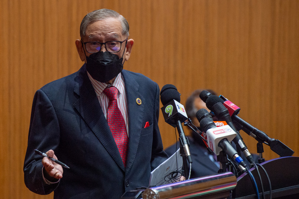 Chairman of the Advisory Board of Malaysian Anti-Corruption Commission (MACC) Tan Sri Abu Zahar Ujang, speaks to the media during a special press conference at MACC headquarters in Putrajaya, January 5, 2022. u00e2u20acu201d Picture by Shafwan Zaidon