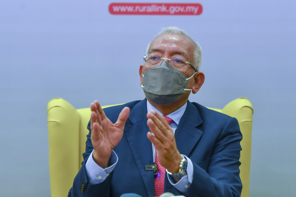 Rural Development Minister Datuk Seri Mahdzir Khalid speaks to the media after delivering his New Year mandate in Putrajaya, January 14, 2022. u00e2u20acu201d Bernama pic