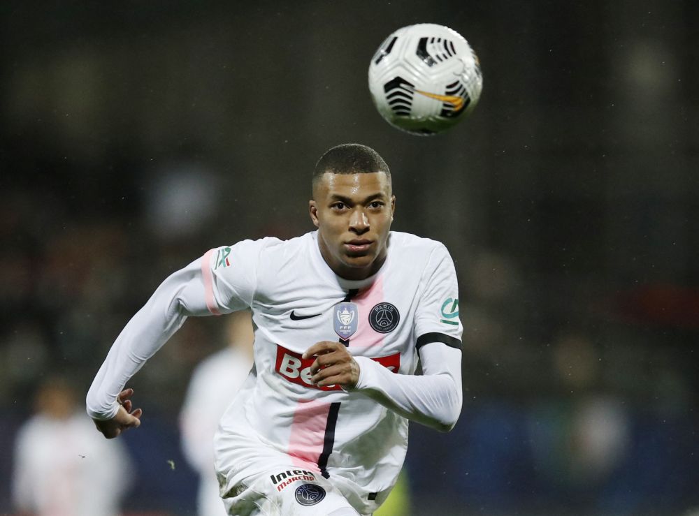 Paris St Germain's Kylian Mbappe in action against Vannes at Stade de la Rabine, Vannes January 3, 2022. u00e2u20acu201d Reuters picnn