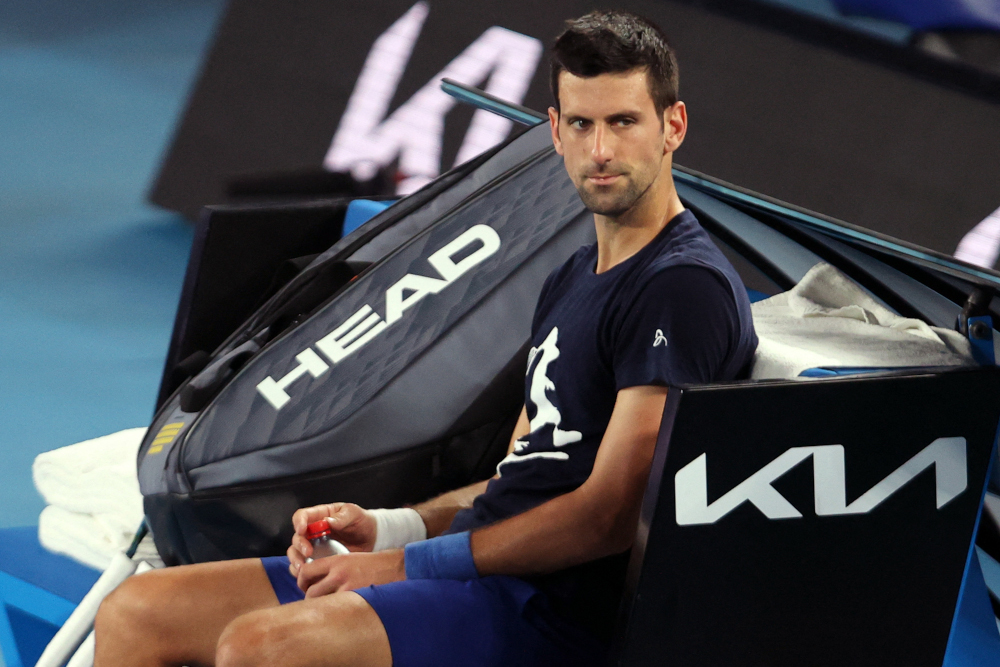 Novak Djokovic of Serbia attends a practice session ahead of the Australian Open tennis tournament in Melbourne, January 14, 2022. u00e2u20acu201d AFP pic 
