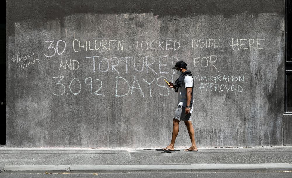 A man walks past a hotel where Serbiau00e2u20acu2122s tennis champion Novak Djokovic is reported to be staying in Melbourne January 6, 2022. u00e2u20acu201d AFP pic 