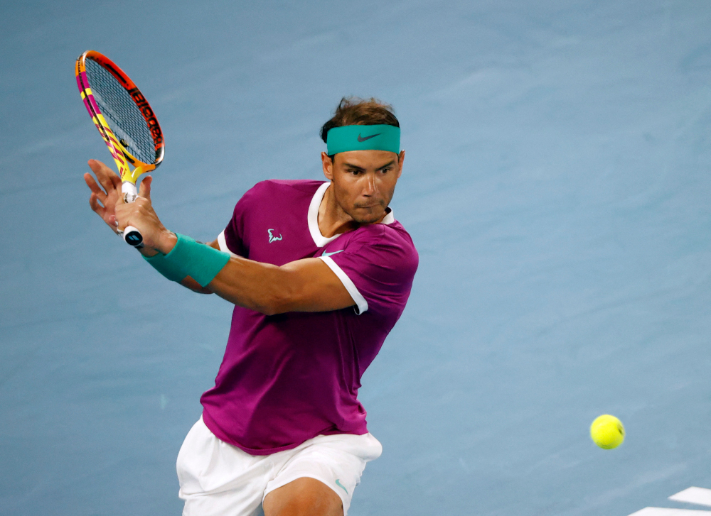 Spainu00e2u20acu2122s Rafael Nadal in action during his third round match against Russiau00e2u20acu2122s Karen Khachanov at Melbourne Park, Melbourne, January 21, 2022. u00e2u20acu201d Reuters pic 