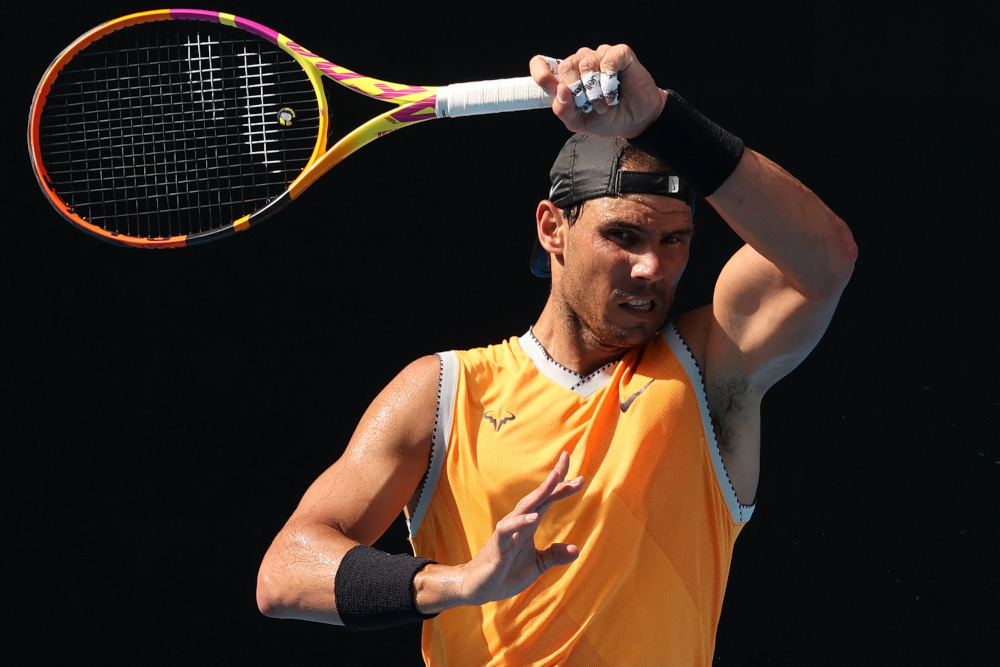 Rafael Nadal of Spain attends a practice session ahead of the Australian Open tennis tournament in Melbourne, January 13, 2022. u00e2u20acu201d AFP picnn