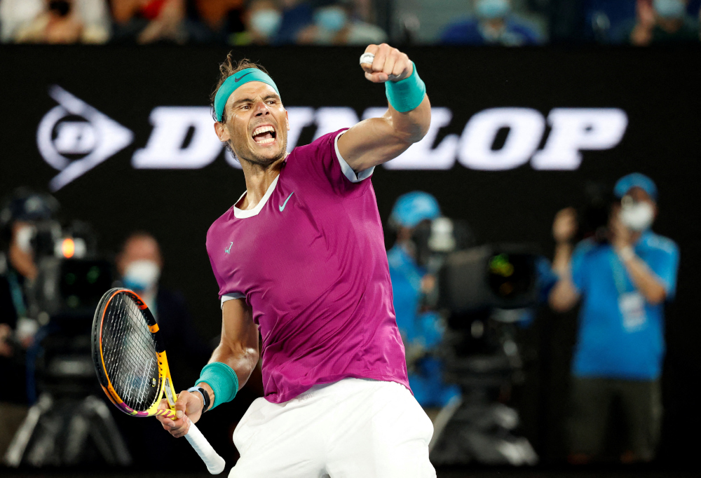 Spainu00e2u20acu2122s Rafael Nadal celebrates winning his third round match against Russiau00e2u20acu2122s Karen Khachanov at Melbourne Park, January 21, 2022. u00e2u20acu201d Reuters picnn