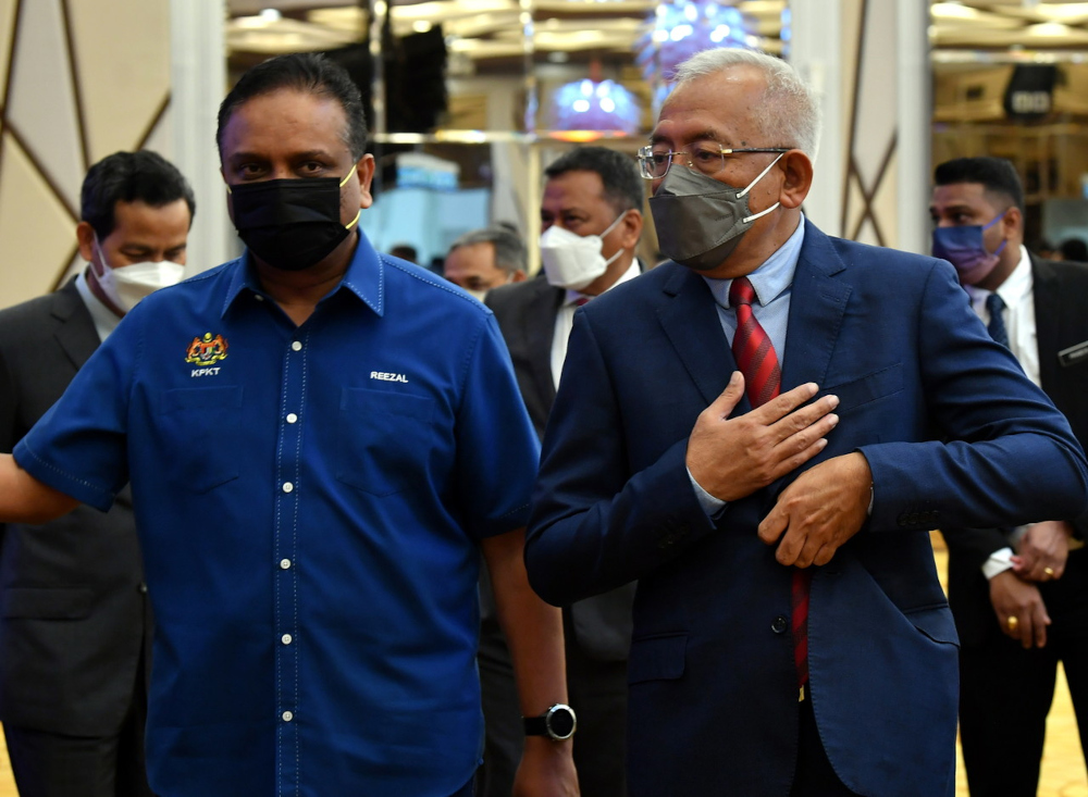 Housing and Local Government Minister Datuk Seri Reezal Merican Naina Merican and Rural Development Minister Datuk Seri Mahdzir Khalid at a joint press conference in Putrajaya, January 10, 2022. u00e2u20acu201d Bernama pic 