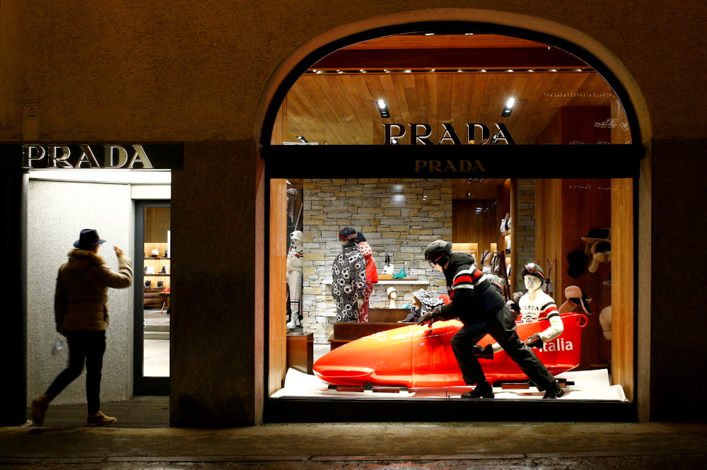 A bobsleigh is used as decoration at a Prada store in the Alpine resort of St Moritz, Switzerland January 15, 2022. u00e2u20acu201d Reuters pic