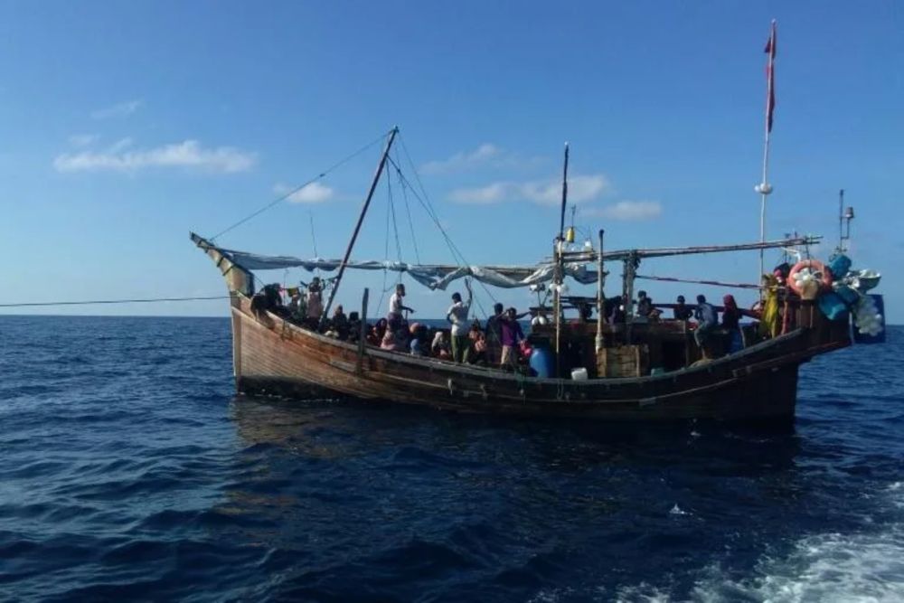 A wooden boat transporting Rohingya refugees is seen on December 27, 2021 after it was intercepted off Indonesiau00e2u20acu2122s Aceh province. u00e2u20acu201d AFP pic