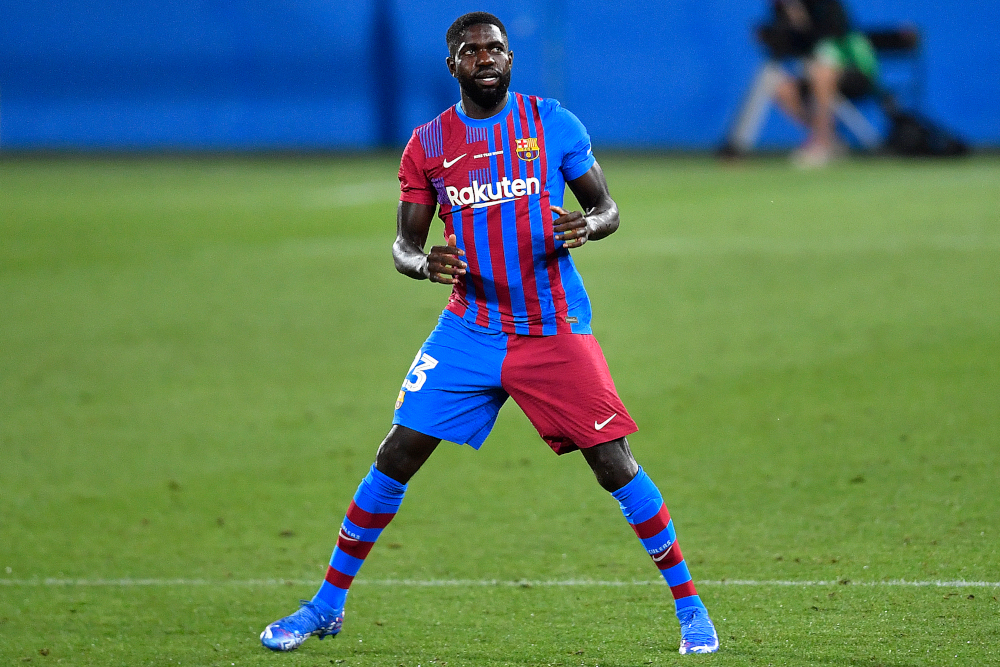 Barcelona defender Samuel Umtiti enters the pitch during the 56th Joan Gamper Trophy friendly football match between Barcelona and Juventus at the Johan Cruyff Stadium in Sant Joan Despi near Barcelona, August 8, 2021. u00e2u20acu201d AFP pic 