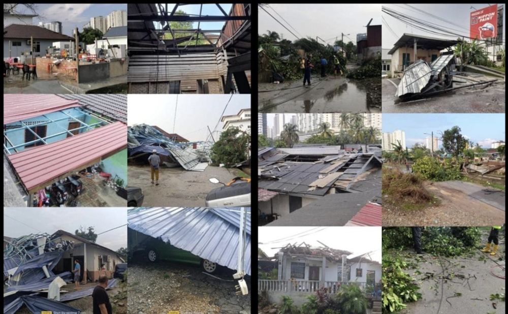 Acting Kampung Batu 3 chief Mohd Syafiq Ali Bajunid Omar said the heavy rain which started at about 5.30pm was also accompanied by a small whirlwind which caused dozens of roofs of the villagersu00e2u20acu2122 houses to be blown away. u00e2u20acu201d Picture from Twitter/Bernama