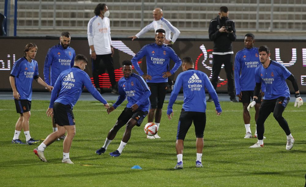 Real Madrid's Vinicius Junior and teammates during training at the Prince Faisal Bin Fahd Stadium, Riyadh January 11, 2022. u00e2u20acu201d Reuters pic