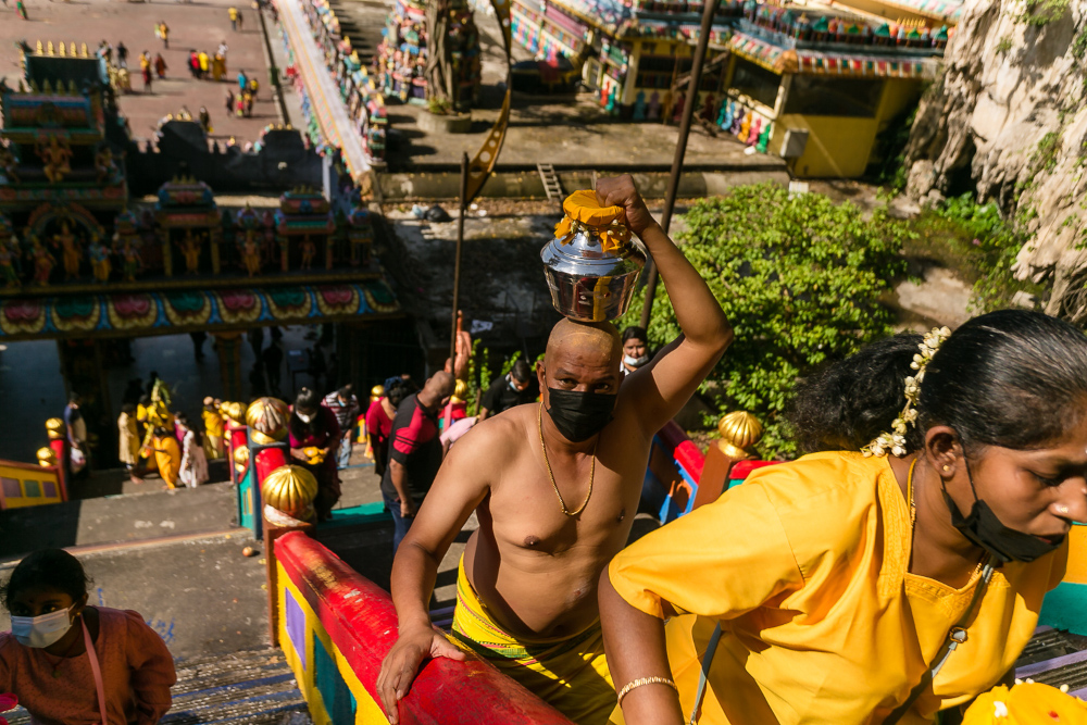 Hindu devotees fulfill their vows before Thaipusam at Batu Caves, January 10, 2022. u00e2u20acu201d  Picture by Devan Manuel