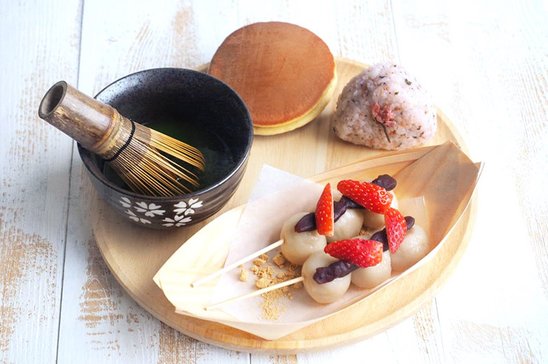 Japanese style 'dango' (rice dumplings on skewers).