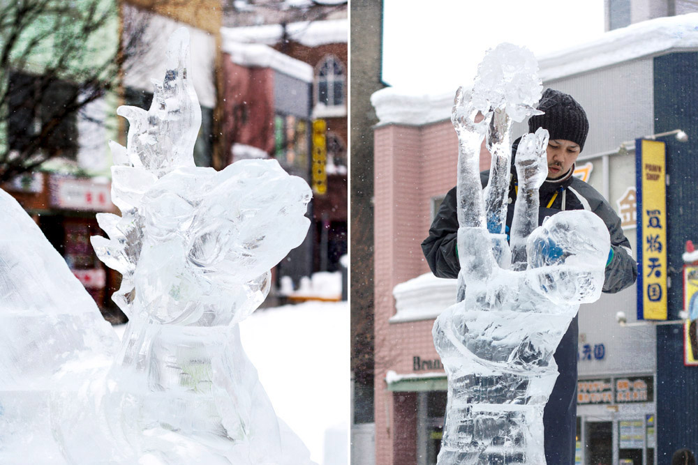 The art of crafting ice sculptures requires both skill and creativity.