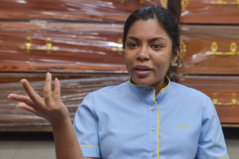 Managing Director of KL Funeral Services, Daniya Naidu is seen during an interview at their headquarters on February 3,2022. — Picture by Miera Zulyana