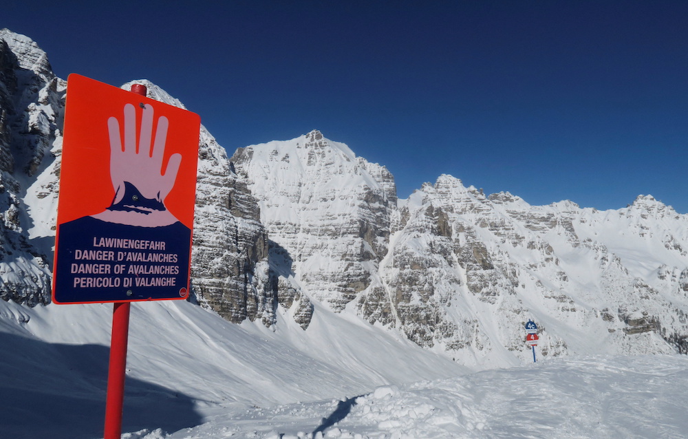 An avalanche warning sign is seen next to the slope at Schlick 2000 ski resort near Neustift im Stubaital, Austria February 6 2020. u00e2u20acu201d Reuters pic