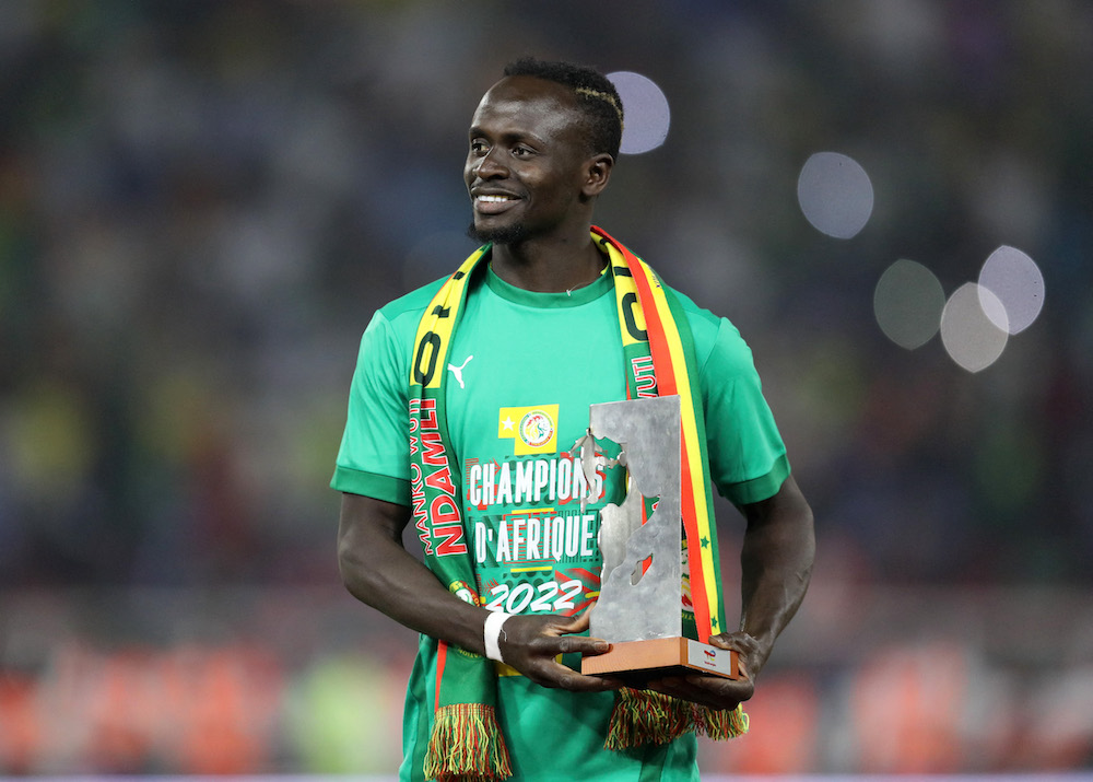 Senegal's Sadio Mane celebrates with the player of the tournament award after the match, February 6, 2022. u00e2u20acu201d Reuters pic