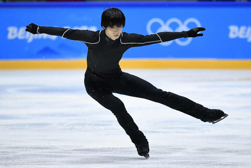 Yuzuru Hanyu of Japan during training in Beijing February 7, 2022. u00e2u20acu201d Reuters pic