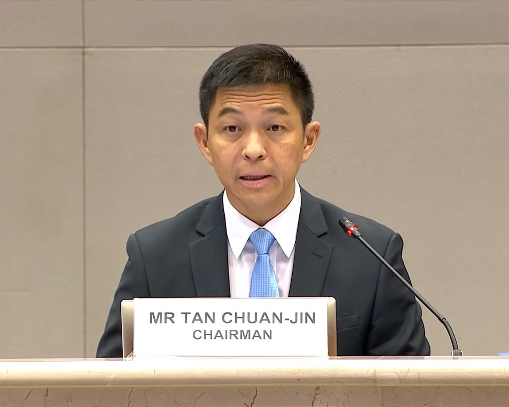 Speaker of Parliament Tan Chuan-Jin at a Committee of Privileges hearing on December 10, 2021. u00e2u20acu201d Gov.sg/YouTube picture via TODAY