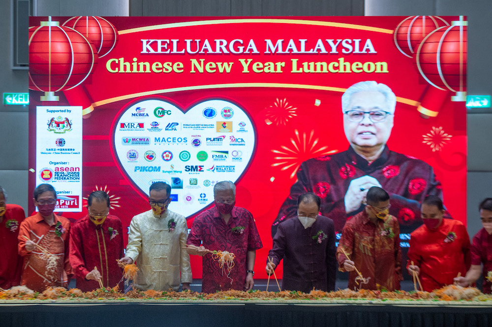 Prime Minister Datuk Seri Ismail Sabri at the Keluarga Malaysia Chinese New Year celebration 2022 in KL Hilton, Kuala Lumpur February 13, 2022. u00e2u20acu201d Picture by Shafwan Zaidon