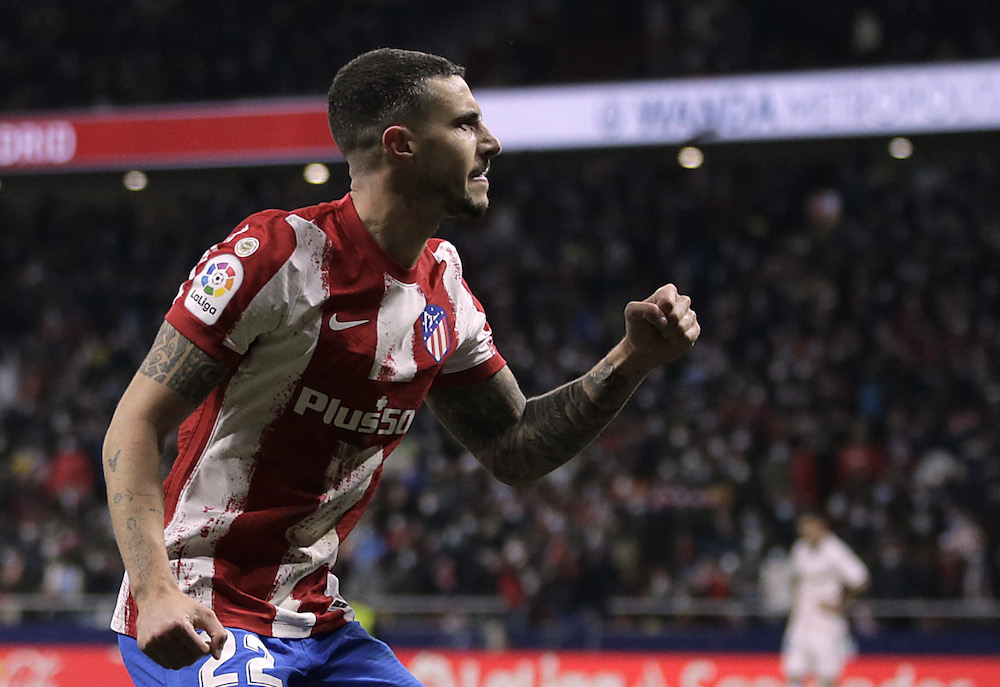 Atletico Madrid's Mario Hermoso celebrates scoring their fourth goal against Getafe, Madrid February 12, 2022. u00e2u20acu201d Reuters pic 