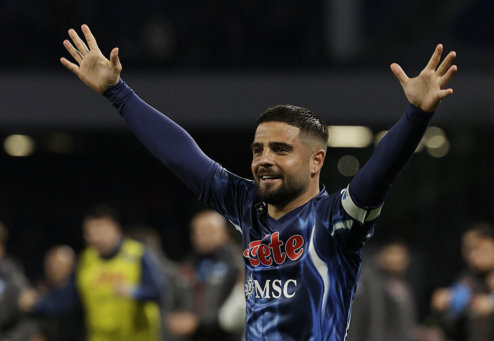 Napoli's Lorenzo Insigne celebrates scoring their first goal against Inter Milan, Naples February 12, 2022. u00e2u20acu201d Reuters pic 