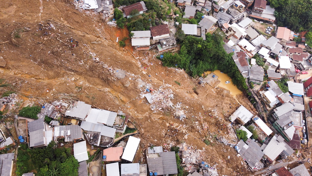 An overview of a site of a mudslide at Morro da Oficina after pouring rains in Petropolis, Brazil February 16, 2022. u00e2u20acu201d Reuters pic