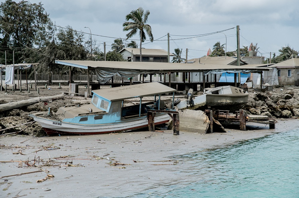 A general view shows damaged buildings following the volcanic eruption and tsunami in Tongatapu, Tonga January 16, 2022. u00e2u20acu201d Picture courtesy of Malau Media via Reuters
