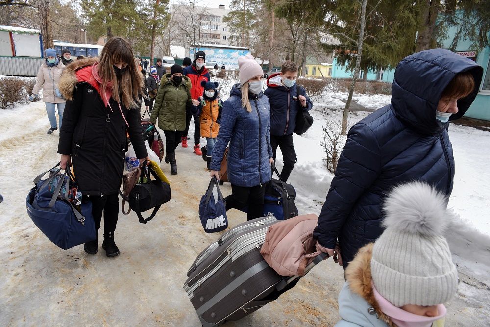 Evacuees from the separatist-controlled regions of eastern Ukraine arrive at a temporary accommodation centre on the outskirts of Voronezh, Russia February 20, 2022. u00e2u20acu201d Reuters pic