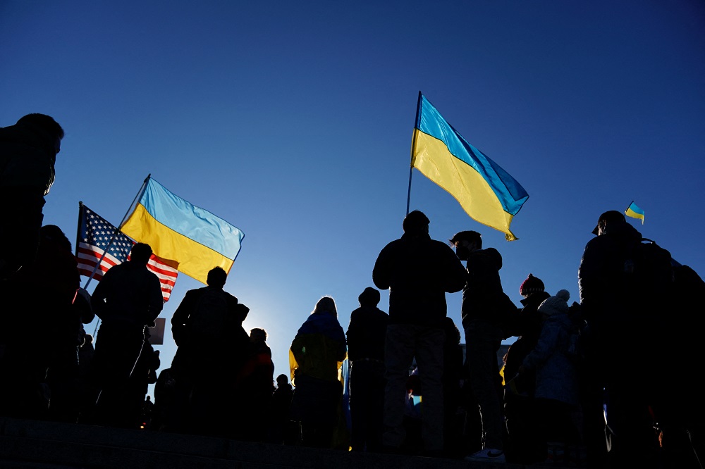 Demonstrators participate in the u00e2u20acu02dcStand with Ukraineu00e2u20acu2122 rally at the Lincoln Memorial in Washington February 20, 2022. u00e2u20acu201d Reuters pic