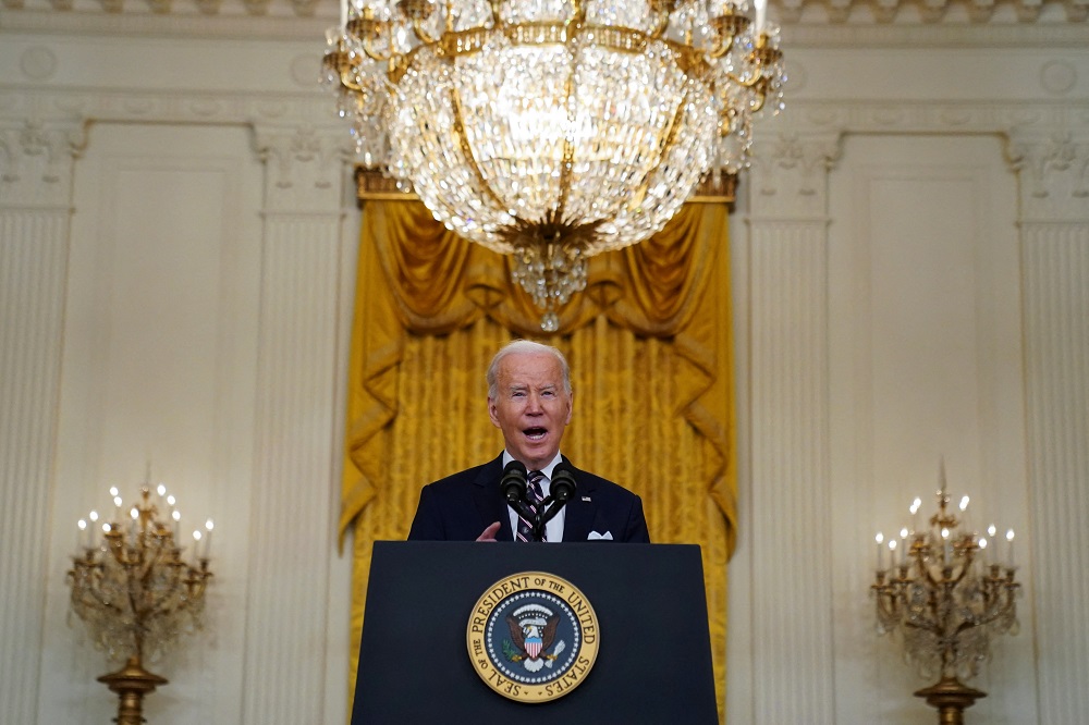 US President Joe Biden provides an update on Russia and Ukraine during remarks in the East Room of the White House in Washington February 22, 2022. u00e2u20acu201d Reuters pic