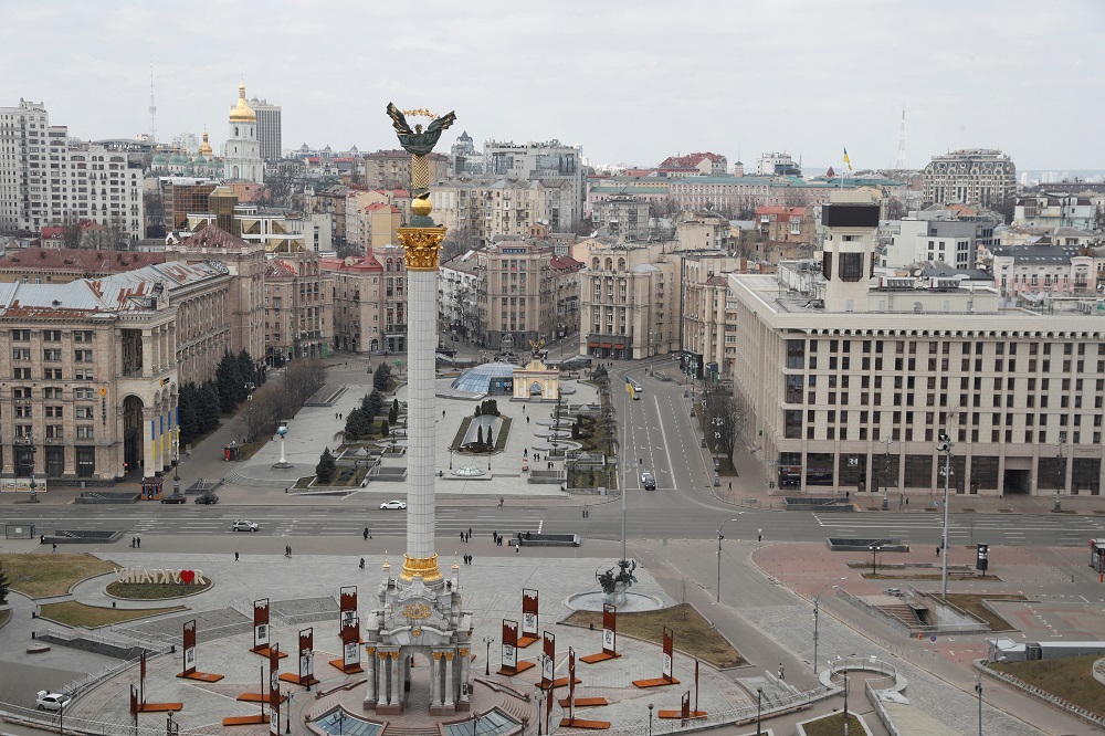A general view shows Independence Square in central Kyiv, Ukraine February 25, 2022. u00e2u20acu201d Reuters pic