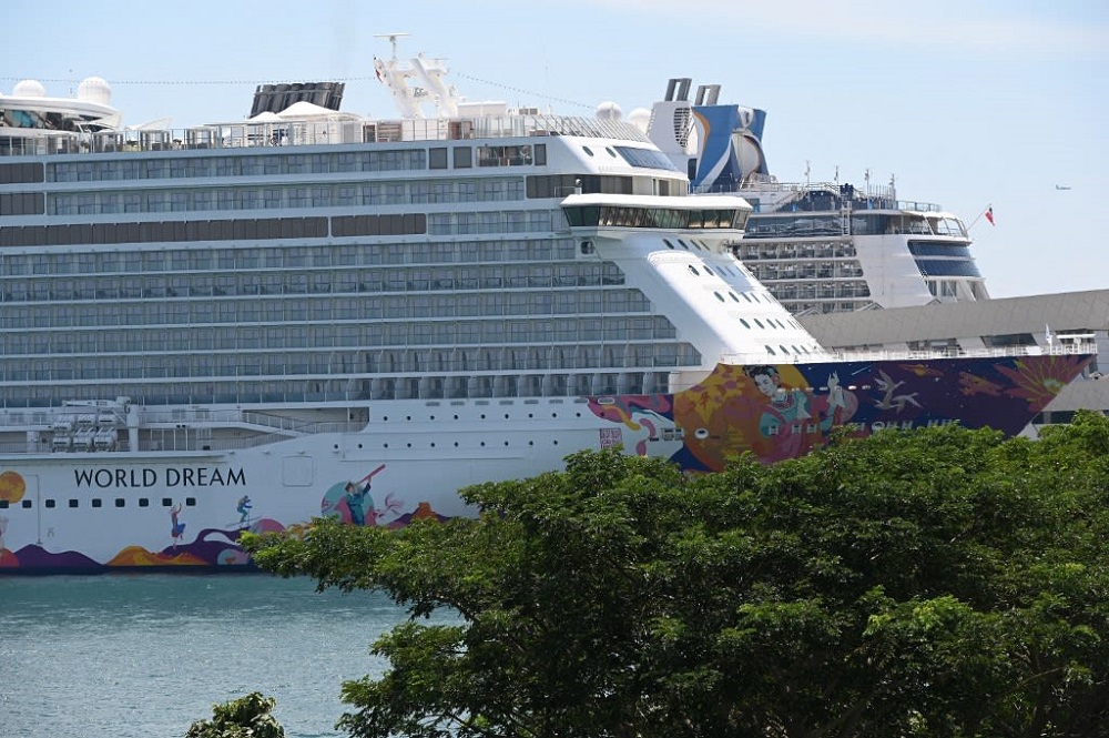 A Dream Cruisesu00e2u20acu2122 ship is docked at Marina Cruise Centre in Singapore October 27, n2020. u00e2u20acu201d AFP picn