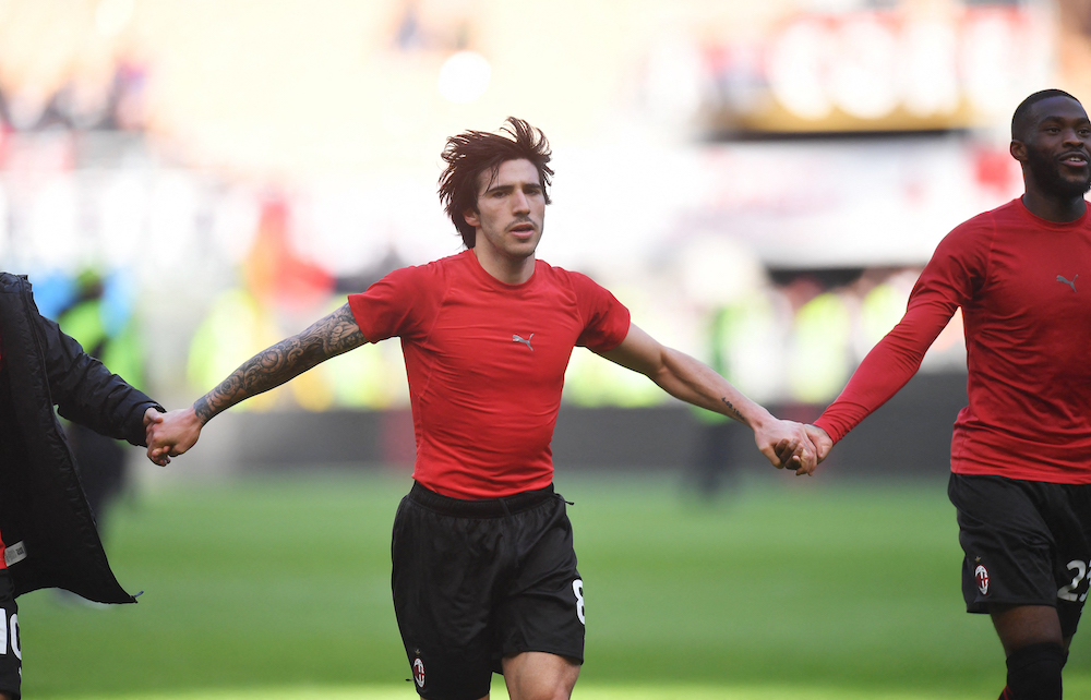 AC Milan's Sandro Tonali celebrates after the AC Milan v Sampdoria match at San Siro, Milan, Italy February 13, 2022. u00e2u20acu201d Reuters pic