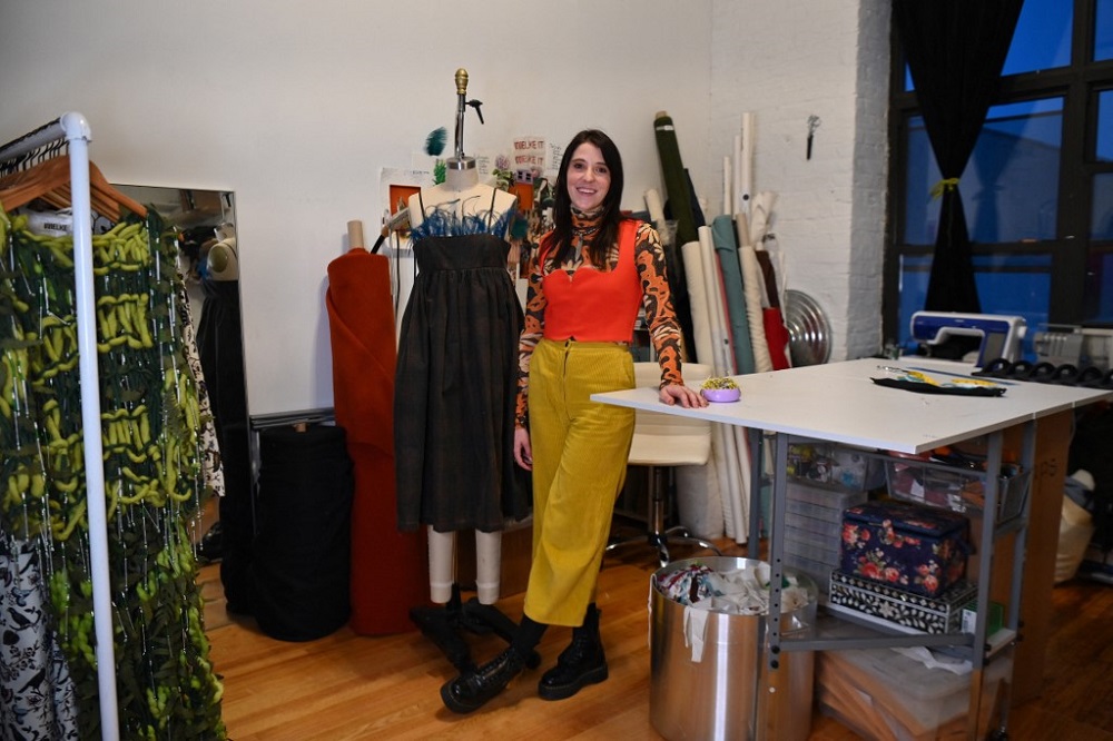 Fashion designer Emma Gage, of Melke, stands for a photo at her studio ahead of New York Fashion Week, in New York February 4, 2022. u00e2u20acu201d AFP pic