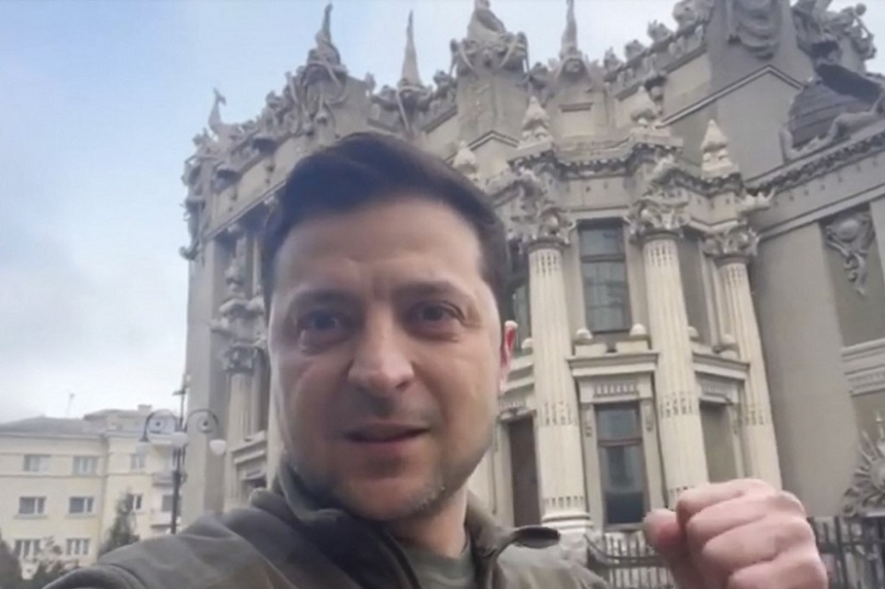 This screen grab taken from a video made available on the Facebook account of the President of Ukraine Volodymyr Zelensky, shows himself speaking face camera on February 26, 2022. u00e2u20acu201d AFP pic