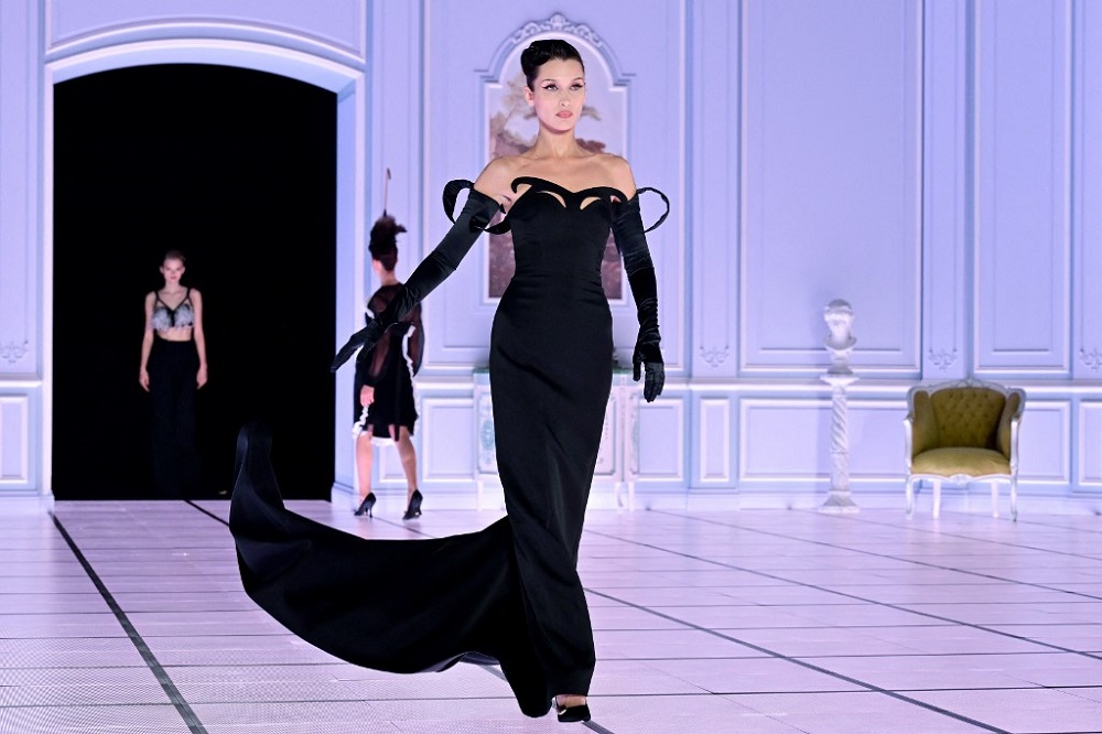 US model Bella Hadid presents a creation during the Moschino catwalk show for the Fall/Winter 2022/2023 collection on the third day of the Milan Fashion Week in Milan February 24, 2022. u00e2u20acu201d AFP pic